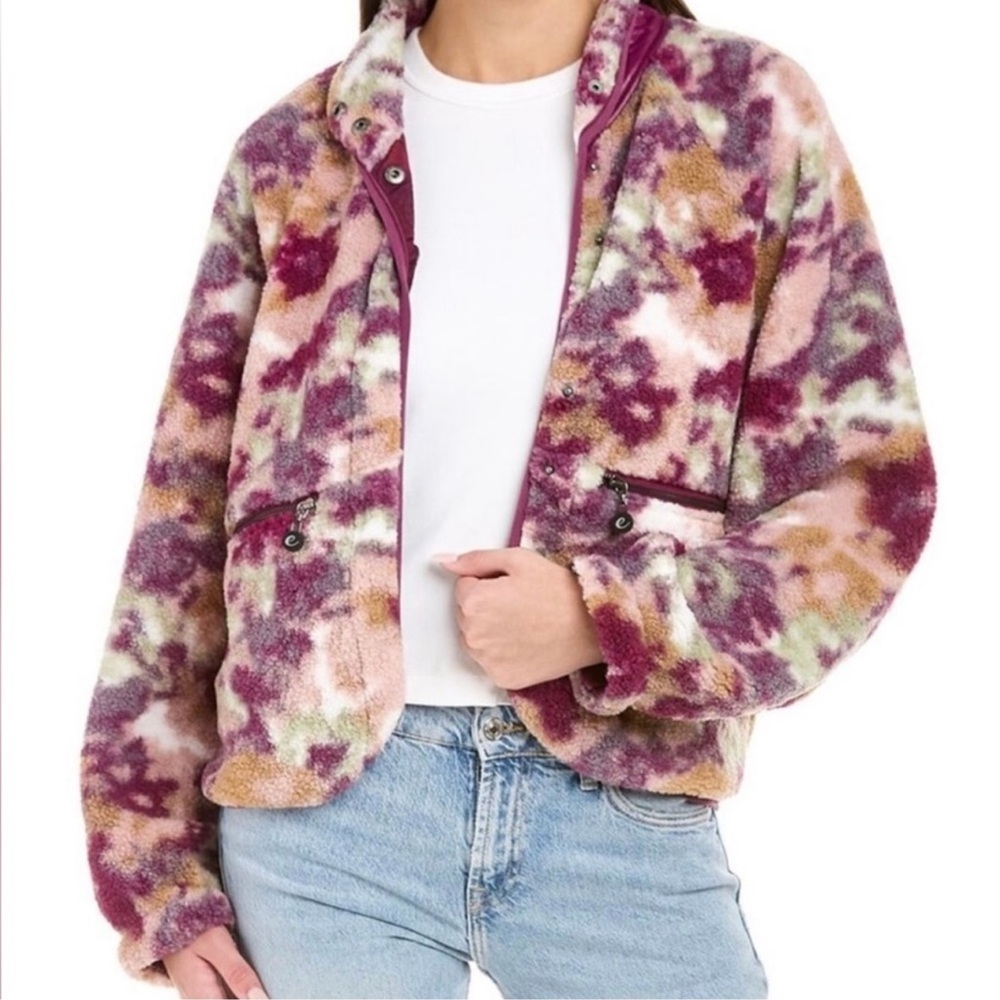 Johnny Was Calme Floral Fleece Jacket (Maroon) • MSRP $188 • Sz LARGE
$115